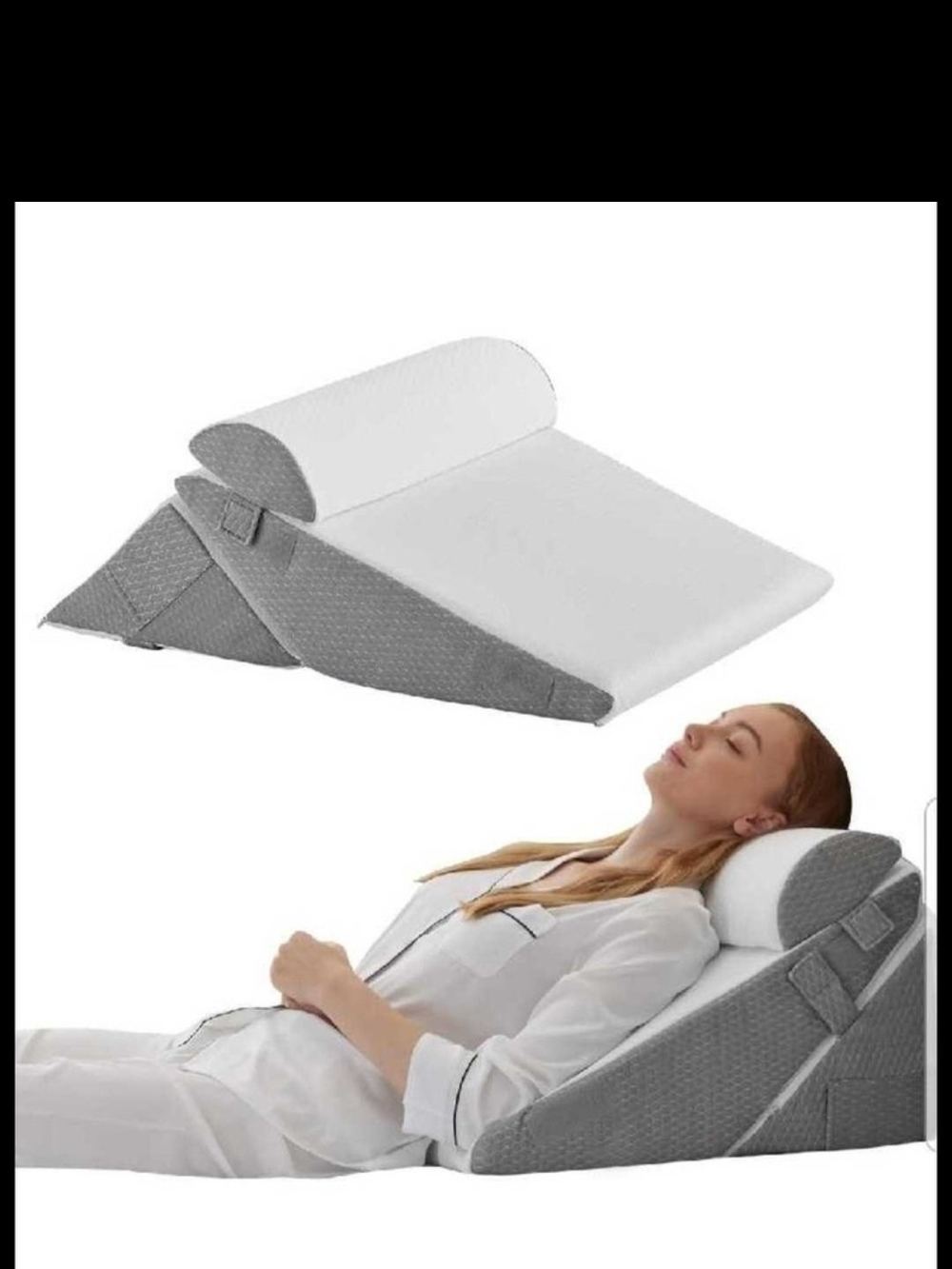 Adjustable Gray Wedge Pillow with Neck Support